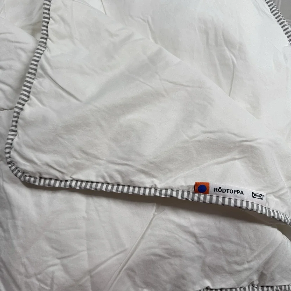 Ikea Rodtoppa Duvet insert/ Comforter White Blue 100% Cotton FULL/ QUEEN 82x82